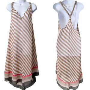 Victoria's Secret Striped Handkerchief Open Back Sheer Beach Dress- Size Small